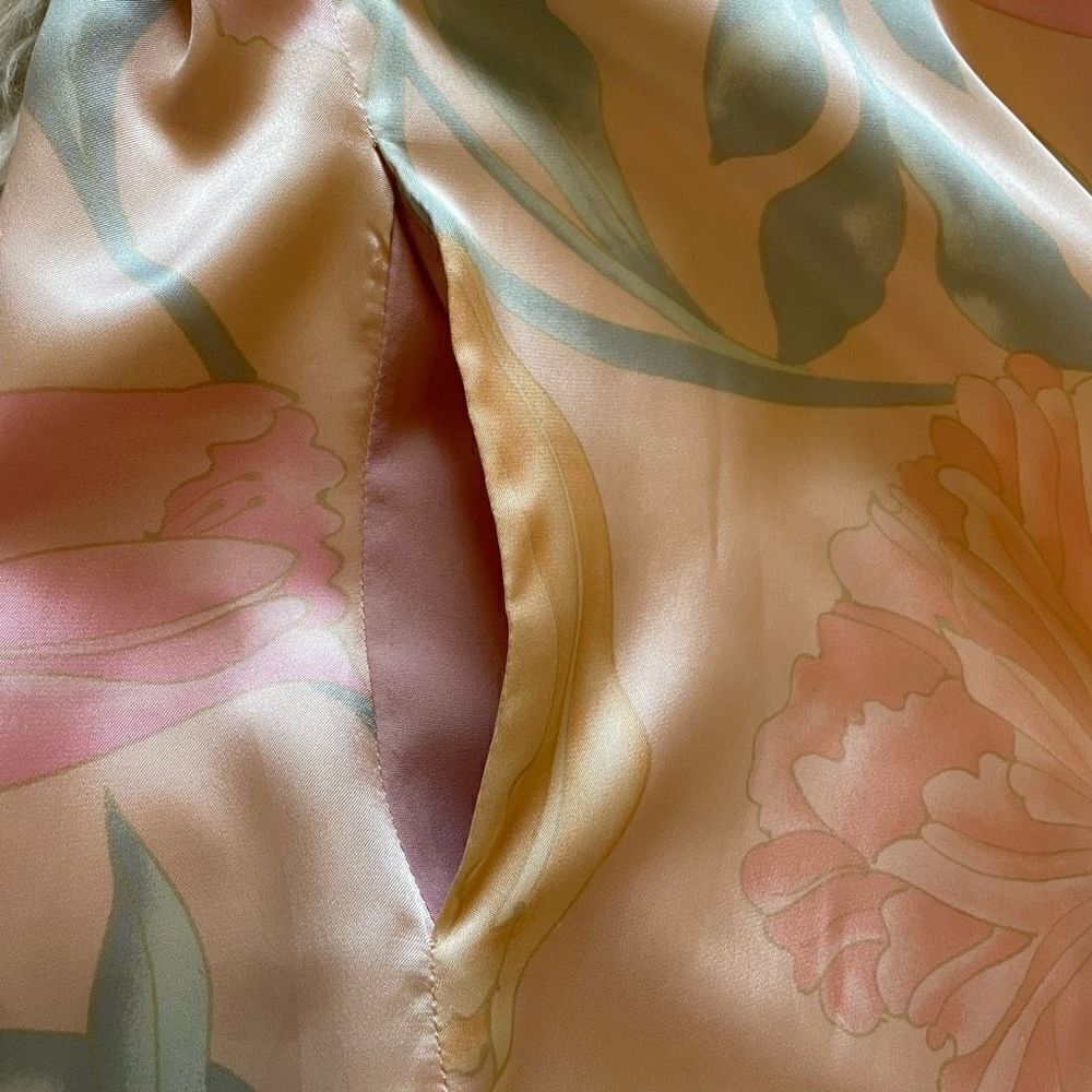 Vintage Neiman Marcus Natori Satin Floral Long Intimates Nightgown House Dress S - Picture 7 of 10